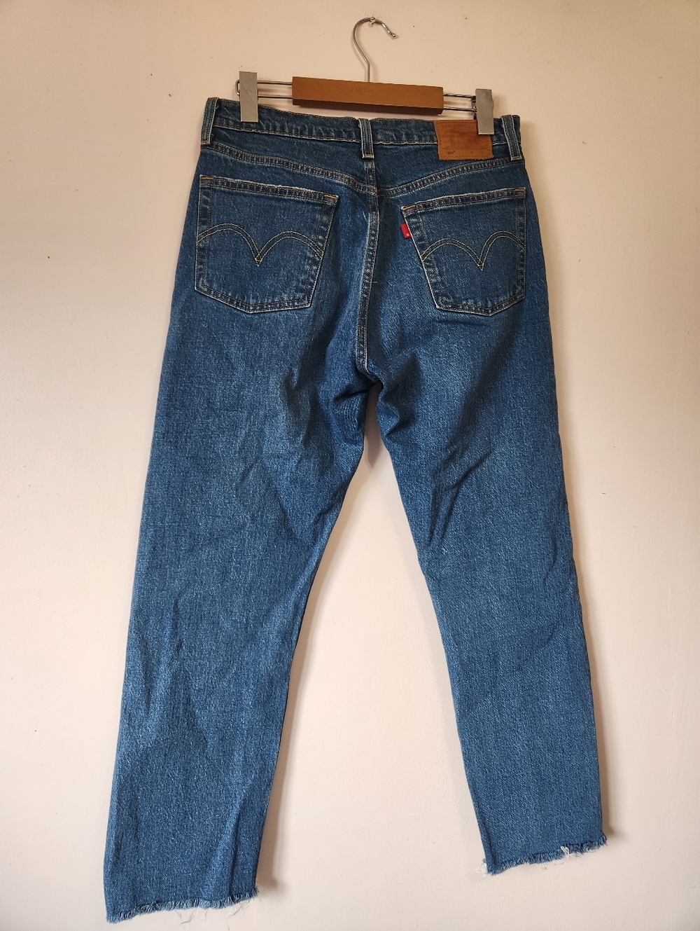 Levi's 501 Original Cropped Jeans 28 Charleston Fun Blue High Rise Button Fly - Picture 4 of 7